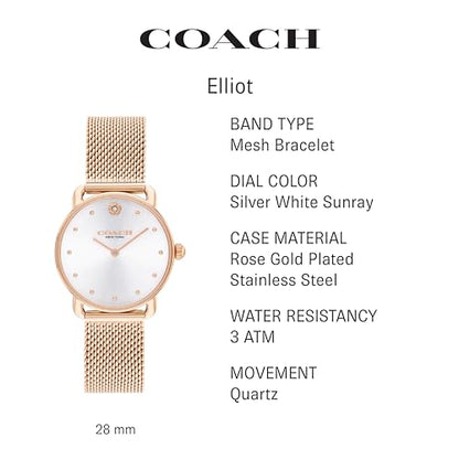 COACH Elliot Women's Watch | Elegant and Sophisticated Style Combined | Premium Quality Timepiece for Everyday Wear | Water Resistant - 3 ATM/30 Meters