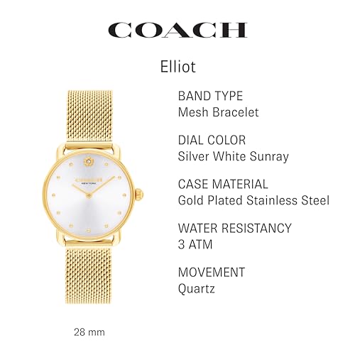 COACH Elliot Women's Watch | Elegant and Sophisticated Style Combined | Premium Quality Timepiece for Everyday Wear | Water Resistant - 3 ATM/30 Meters