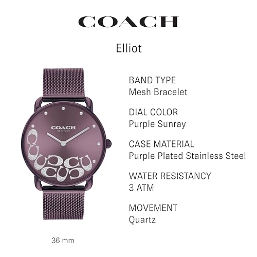 COACH Elliot Women's Watch | Elegant and Sophisticated Style Combined | Premium Quality Timepiece for Everyday Wear | Water Resistant - 3 ATM/30 Meters