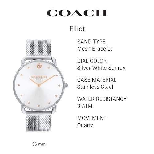 COACH Elliot Women's Watch | Elegant and Sophisticated Style Combined | Premium Quality Timepiece for Everyday Wear | Water Resistant - 3 ATM/30 Meters