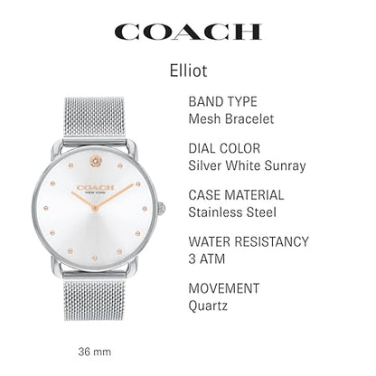 COACH Elliot Women's Watch | Elegant and Sophisticated Style Combined | Premium Quality Timepiece for Everyday Wear | Water Resistant - 3 ATM/30 Meters