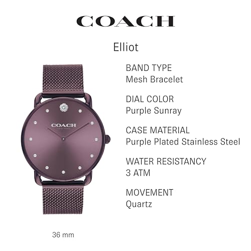 COACH Elliot Women's Watch | Elegant and Sophisticated Style Combined | Premium Quality Timepiece for Everyday Wear | Water Resistant - 3 ATM/30 Meters