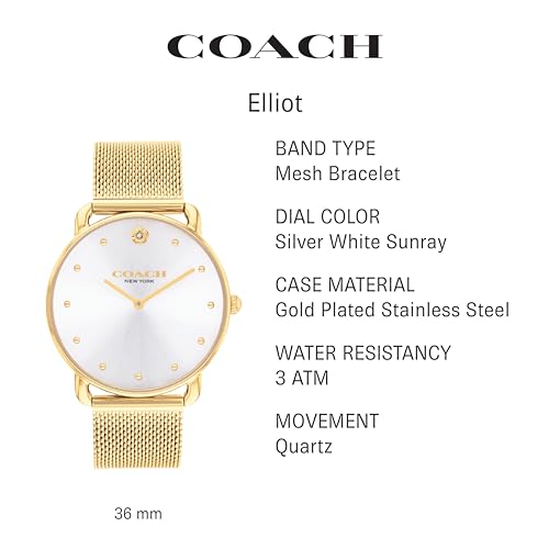 COACH Elliot Women's Watch | Elegant and Sophisticated Style Combined | Premium Quality Timepiece for Everyday Wear | Water Resistant - 3 ATM/30 Meters