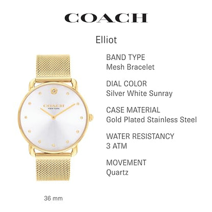 COACH Elliot Women's Watch | Elegant and Sophisticated Style Combined | Premium Quality Timepiece for Everyday Wear | Water Resistant - 3 ATM/30 Meters