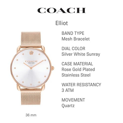 COACH Elliot Women's Watch | Elegant and Sophisticated Style Combined | Premium Quality Timepiece for Everyday Wear | Water Resistant - 3 ATM/30 Meters