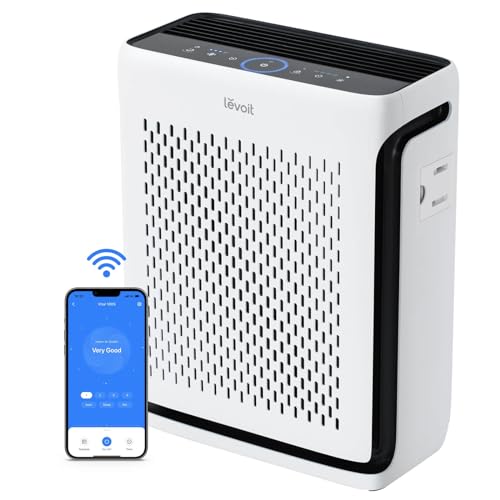 LEVOIT Air Purifiers for Home Large Room Bedroom Up to 1110 Ft² with Air Quality and Light Sensors, Smart WiFi, Washable Filters, HEPA Sleep Mode for Pets, Allergies, Dust, Pollon, Vital 100S-P, White